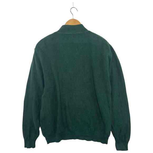 Vintage Lands End Sweater Mens XL Green Cotton Henley Pullover USA Retro 80s 90s - Picture 2 of 12